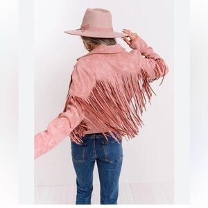 NWT tansmith 💯 leather super cute fringe cowgirl jacket sz XL or large